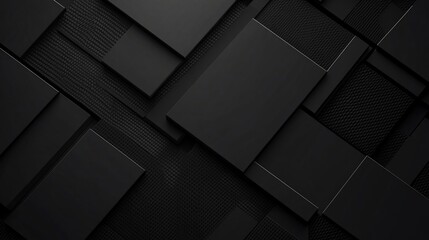 Fototapeta premium Monochromatic Layers: A Minimalist Geometric Composition in Matte Black