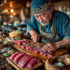 Preparing Sashimi A Chefs Precision and Skill