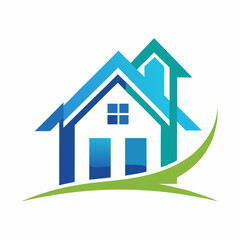 Modern Blue House Logo Design for Real Estate Architecture or Home Improvement Business Branding and Marketing