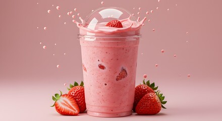 Strawberry Smoothie Splash: Refreshing Pink Drink