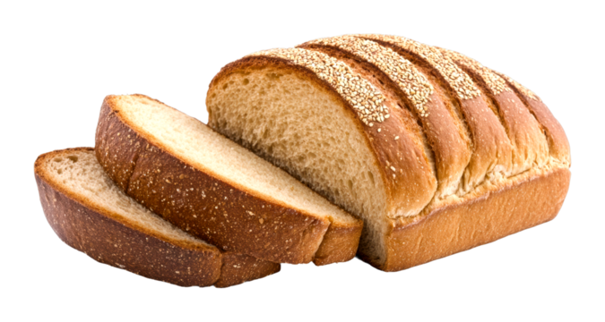 Slicing freshly baked bread kitchen counter food cozy atmosphere isolated on transparent background