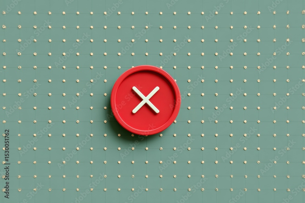 Poster Retro Error Icon Displayed Prominently on a Dotted Grid Interface With Clear Upper Zone and Bright Colors