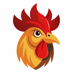 Vector Illustration of a Cock s Head on White Background Detailed Poultry Design for Creative Projects