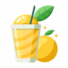 Illustration of a refreshing mango shake in a glass a healthy drink smoothie with ingredients