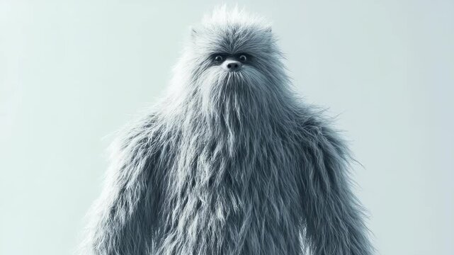 Mysterious Yeti Character Animation Loop with Furry Monster Creature in seamless pattern