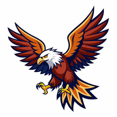 Colorful vector illustration of a soaring bird possibly an eagle in flight with dynamic design