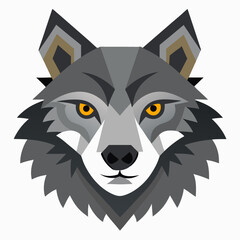Flat Wolf Head Illustration Wild Animal Face Icon Design for Graphic Design Projects and Creative Visual