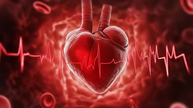 Human Heartbeat with Red Blood Cells.