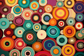 Vibrant Retro Psychedelic Abstract Circles Pattern Background