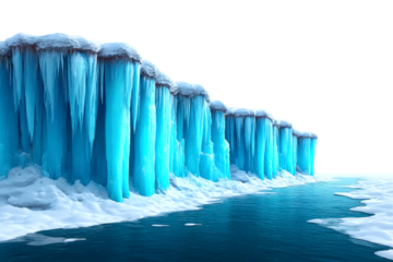 Majestic ice cave formation arctic region landscape winter wonderland aerial nature's beauty isolated on transparent background