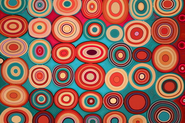 Retro 70s abstract seamless pattern with ovals and circles