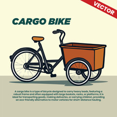 Cargo bike vector infographic including explanation