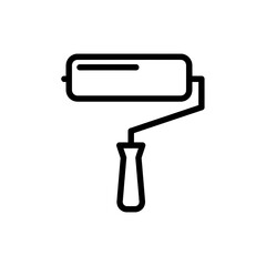 Paint roller icon graphic design element for home renovation projects or DIY painting supplies websites.