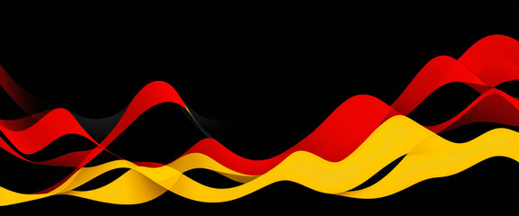 flag of Germany colors abstract black background with red and yellow wave forms