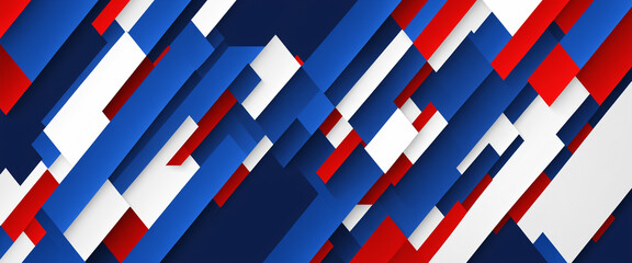 abstract background with overlapping geometric shapes in uk flag colors