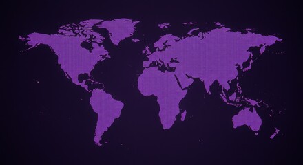 Fototapeta premium Abstract Purple Dotted World Map Background Global Technology Illustration