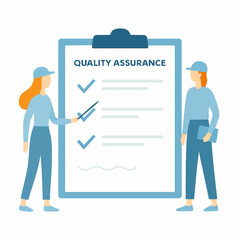 Flat Illustration Quality Assurance Checklist with Two Standing People