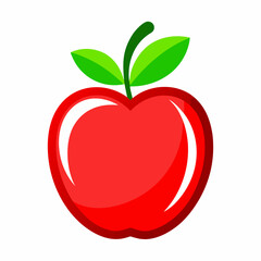 Modern Red Apple Logo Design Template with Leaf Illustration for Branding and Business Identity