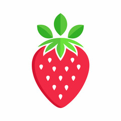 A Single Strawberry Icon Design with Simple Vector Illustration Style for Fruit Related Visuals