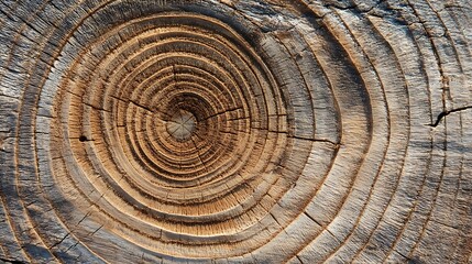 Naklejka premium Detailed wooden texture with concentric growth rings reveals nature's artistry
