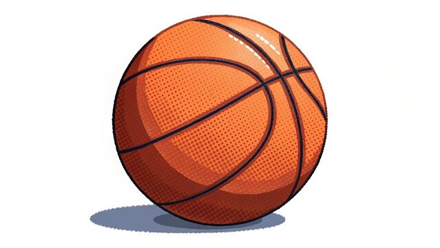 Orange Basketball Pixel Art &ndash; Retro 8-Bit Sports Ball with Seam Lines on White Background
