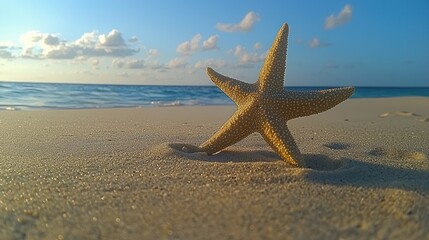Starfish on a tropical beach at sunrise