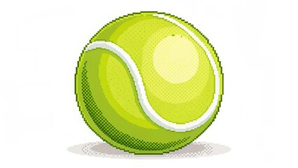 Tennis Ball Pixel Art in 8-Bit Style – Bright Green Sports Icon on White Background
