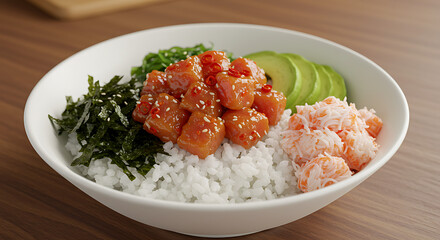 Crispy Rice, Crab Meat, Spicy Tuna, Kombu Seaweed and Avocado.