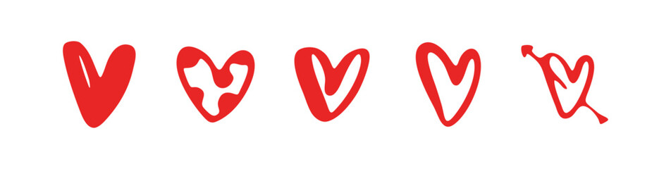 Hand Drawn Heart Icon with Love Doodles Broken Hearts Valentine Symbols and Romantic Elements