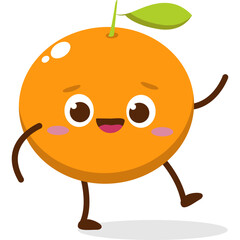 Cute Kawai Orange Character Mascot Element Icon