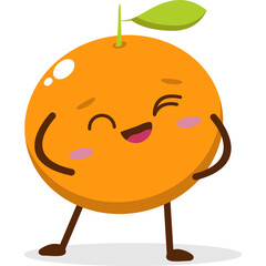 Cute Kawai Orange Character Mascot Element Icon