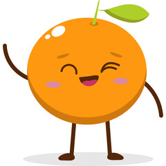 Cute Kawai Orange Character Mascot Element Icon