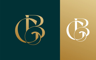 Initial letter BG GB logo design vector illustration for couple, wedding, and business
