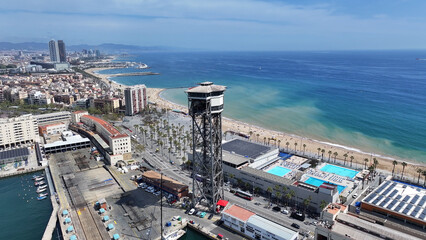 Barcelona Skyline At Barcelona In Catalonia Spain. Beach Landscape. Bay Harbor Scenery. Downtown District. Barcelona Skyline At Barcelona In Catalonia Spain. Amazing Cityscape. Spain Skyline.