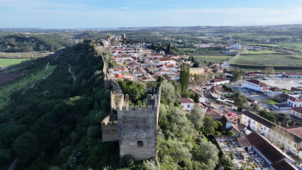 Obidos Village At Obidos In District Of Leiria Portugal. Old Town Skyline. Medieval Buildings Scene. Beautiful Cityscape. Obidos Village At Obidos In District Of Leiria Portugal. Cultural Heritage.