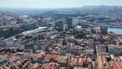 Obraz premium Porto Skyline At Porto In Porto District Portugal. Catholic Church. Downtown Cityscape. Medieval Building. Porto Skyline In Portugal. Portugal Skyline. Travel Landscape.