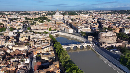Rome Skyline At Rome In Lazio Italy. Vatican City. Medieval Buildings. Rome Skyline At Rome In...