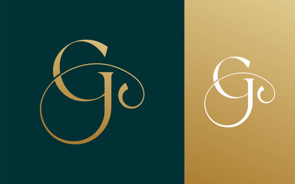 Initial letter GJ JG logo design vector illustration for couple, wedding, and business