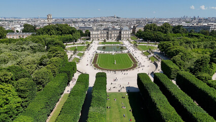 Luxembourg Garden At Paris Ile De France In France. Luxembourg Palace. Paris City Landscape. Luxembourg Garden At Paris In Ile De France France. Beautiful Nature Park. Cultural Heritage.