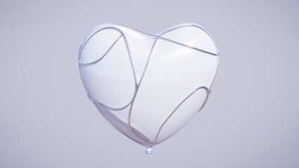 Abstract Heart Balloon 3D Rendering - Love Symbol, Valentine's Day, Wedding Anniversary, Romantic Celebration, Modern Design, Pastel Background, Holiday Decor