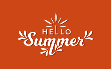 Hello Summer text lettering isolated. Unique Hand drawn Hello Summer vector.
