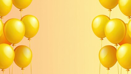 Bright Yellow Balloons Frame Background - Festive Celebration, Birthday Party Decor, Golden Anniversary, Happy Occasion, Product Display Backdrop, Holiday Concept