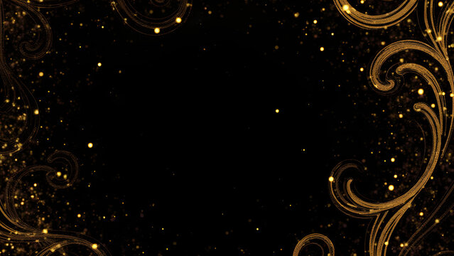 Seamless stunning abstract background featuring swirling black and gold patterns. The design showcases a blend of dark tones with shimmering gold accents, creating a luxurious and elegant appearance.