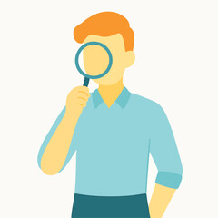 Flat Illustration Man Holding Magnifying Glass Investigation Search Icon