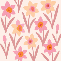 Daffodil Design Garden Botanical Print Design in Vector
