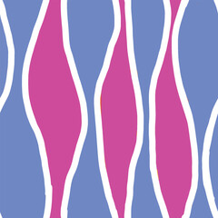 Abstract seamless pattern with hand drawn white vertical waves in pink and blue colors