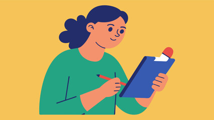 Each day the person makes a point to write down soing new in their notebook whether its a funny anecdote or a profound realization.. Vector illustration