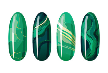 Elegant Green Marble Vertical Nail Art Illustration