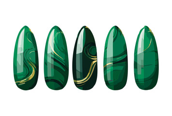 Luxurious Green Marble Horizontal Nail Art