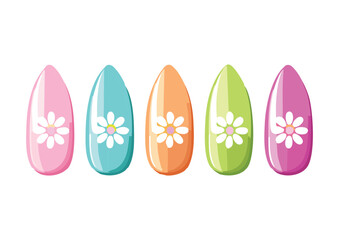 Delightful Pastel Flower Nail Pieces